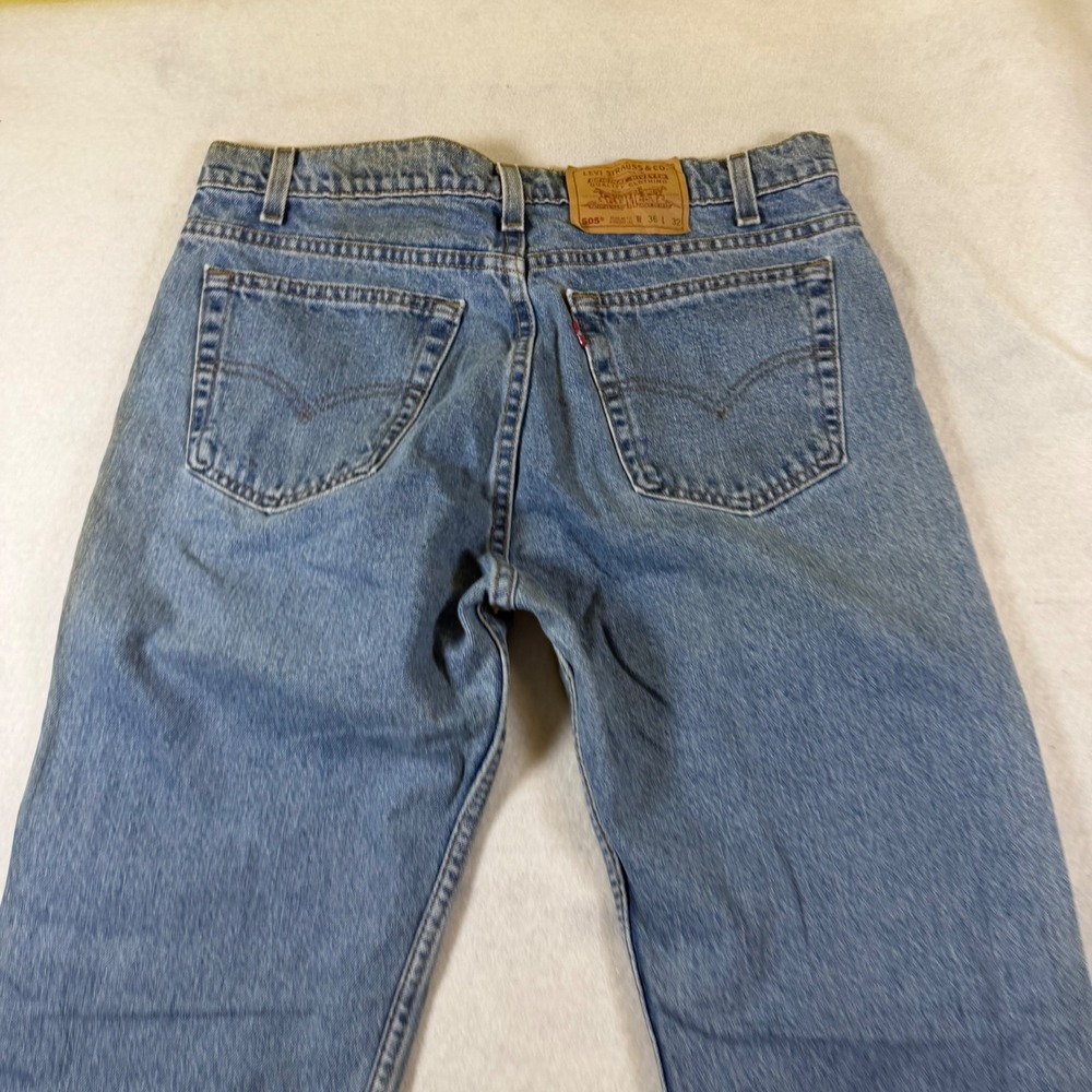 Levis 505 Mens Regular Fit Straight Leg Jeans Light Wash Blue Denim 36x32 7246